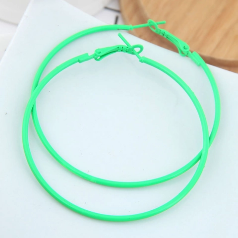 Oversized Alloy Round Hoop Earrings For Women Exaggerated Neon Matte Finish Metal Circle Jewelry For Street Party