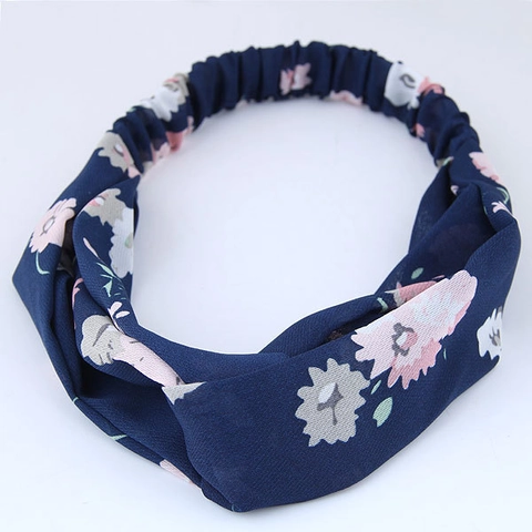 Fascia per Capelli da Donna con Stampa Floreale Elastica Nodo Torsione Turbante Largo per Yoga Sport Lavaggio Viso Accessori