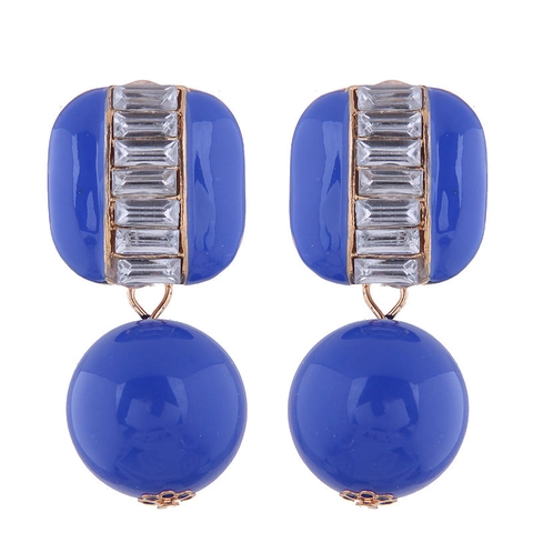 Vintage Geometrische Legering Emaille Nep Kunstparel Oorbellen Voor Dames Vierkante Metalen Strass Hangende Oorbellen Sieraden