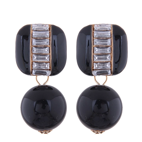 Vintage Geometrische Legering Emaille Nep Kunstparel Oorbellen Voor Dames Vierkante Metalen Strass Hangende Oorbellen Sieraden