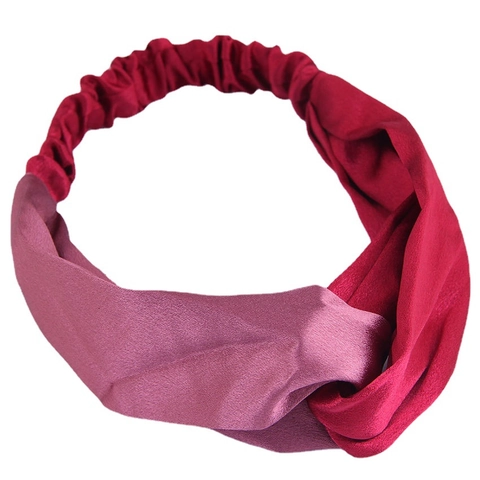 Fascia per Capelli in Raso Bicolore Patchwork da Donna Nodo Incrociato Elastico Fascia Larga Stile Vintage Copricapo Torsione Accessori Quotidiani