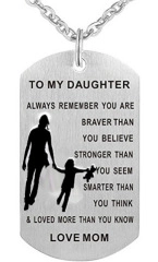 Collar de Placa de Identificación de Acero Inoxidable Para Hijo Hija De Mamá Papá Colgante de Silueta Inspirador Joyería Regalo
