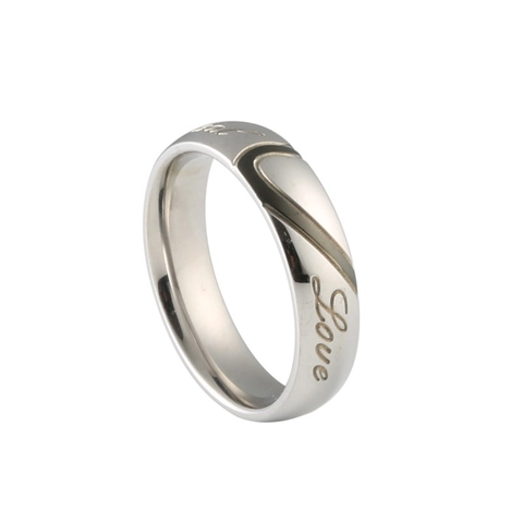 Minimalist Titanium Steel Couple Rings Romantic Heart Splice Love Engraved Rhinestone Rings For Men And Women Jewelry Gift