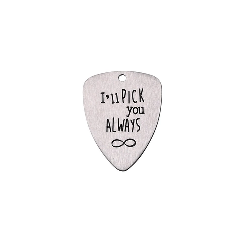 Stainless Steel Guitar Pick Pendant Engraved I Will Pick You Always Infinity Symbol Music Jewelry Accessory Gift For Lovers