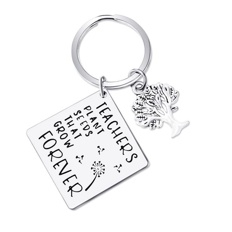 Portachiavi in Acciaio Inossidabile Inciso Per Donna Regalo Insegnante Ispiratore Albero Della Vita Cuore Ciondolo