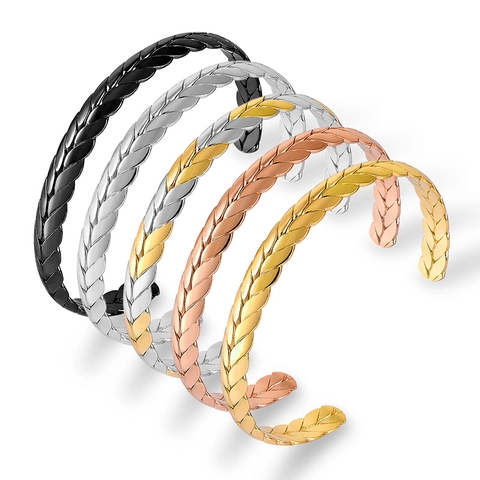 Verstellbarer Kupfer Armreif Mit Weizenmuster Geflochtene Textur Metallfinish Armreif Für Herren Damen Trendiger Handschmuck Geschenk