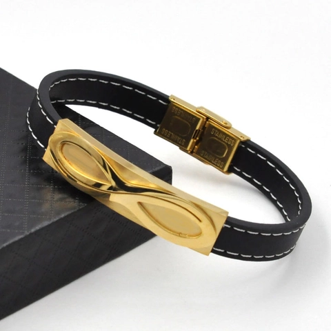 Stainless Steel Infinity Symbol Leather Bracelet For Men Women Double Layer Vintage Microfiber Leather Bangle Jewelry Gift