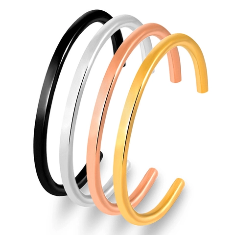 Minimalistische Roestvrijstalen Open Armband Voor Dames 18K Verguld Gepolijst Effen Kleur Verstelbare Armring Sieraden