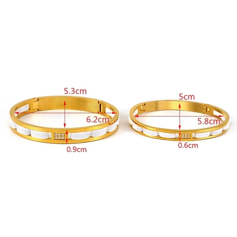 Stainless Steel Ceramic Bangle Bracelet With Zirconia Inlay Modern Minimalist Fashion Jewelry Hand Cuff For Men Women Gift