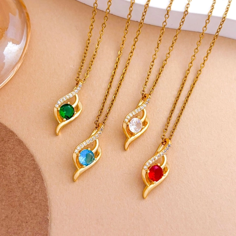 Elegante Galaxietraan Waterdruppel Hanger Halsketting Voor Vrouwen Echt Goud Plating Roestvrij Stalen Ketting Koper Zirkonia Sieraden Cadeau