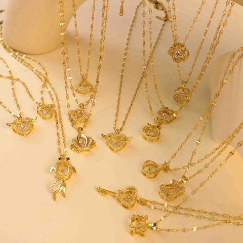 Halskette Aus Rostfreiem Stahl Mit Tanzendem Zirkon Damen Herz Tier Anhänger Gold Silber Plattiert Mode Schmuck Geschenke