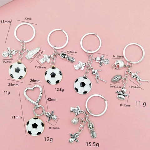 Set di Portachiavi Sportivi in Metallo Lega Calcio Football Americano Pallacanestro Ciondolo per Fan Sportivi Regalo Accessori Zaino