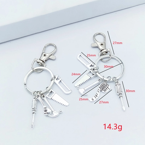 Creative Mini Tool Keychain Alloy Hammer Wrench Screwdriver Pendant Industrial Style Father Day Gift For Men Silver Jewelry