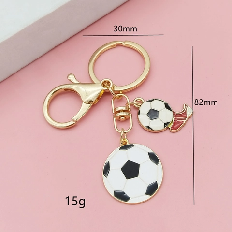 Creative Football Keychain Alloy Enamel Soccer Pendant Backpack Bag Charm Sporty Souvenir Key Ring For Sports Fans Gift