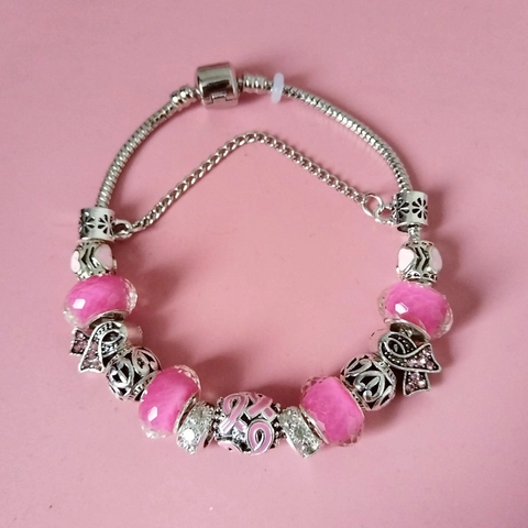 Europäischer Stil Legierung Perlen Charm Armband Strass Glaskugeln Mit Band Anhänger Schlangenkette Damen Schmuck Geschenk