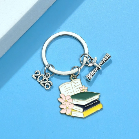Portachiavi di Laurea Tocco Diploma Libro Souvenir Regalo Lega Smalto Metallo Anello Chiave per Classe del 2026 Studente