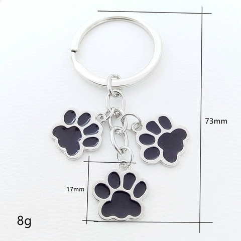 Cute Enamel Pet Cat Dog Paw Print Keychain Alloy Metal Bone Heart Pendant Keyring For Animal Lovers Bag Charm Jewelry