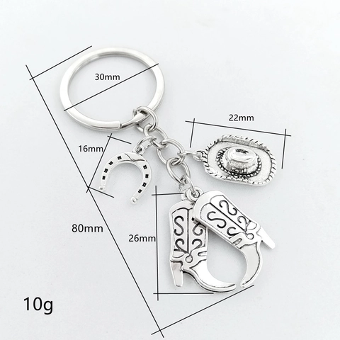 Western Cowboy Thema Sleutelhanger Antiek Zilver Legering Hoefijzer Cowboyhoed Laarzen Paard Revolver Hangers Tas Bedel