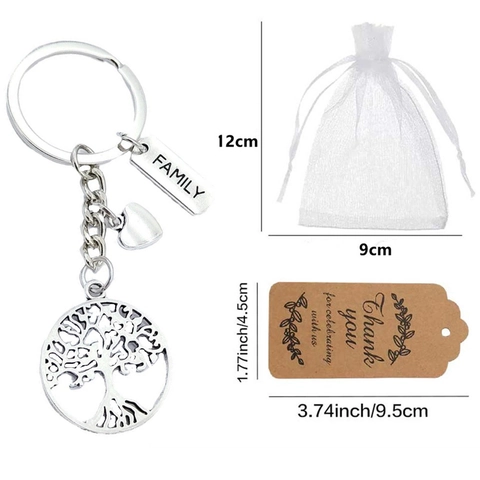 Porte-clés Arbre de Vie Cadeau de Remerciement Famille Alliage d'Argent Métal Pour Mariage Action de Grâce Bijoux