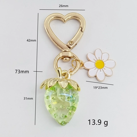 Dolce Portachiavi a Forma di Cuore con Fragola Limone Ape Margherita per Donna Ciondolo per Borsa in Resina e Metallo Regalo di Gioielli