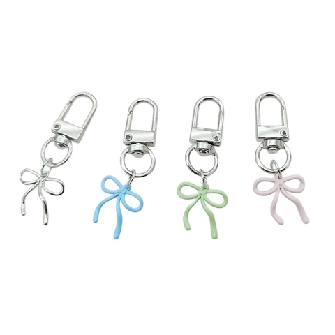 Llavero Moderno Simple De Aleación Con Lazo Pintado Colgante Creativo Para Bolsos Y Teléfonos Aro De Metal Regalo De Mujer