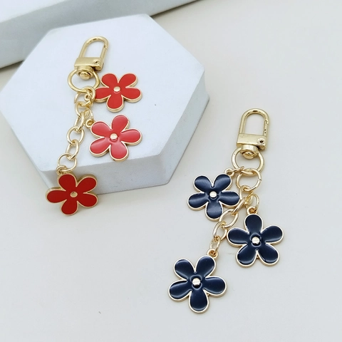 Creatieve Legering Emaille Bloem Sleutelhanger Voor Vrouwen Tas Hanger Accessoire Ins Stijl Bloemen Sleutelring Cadeau