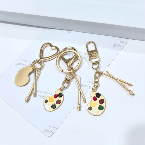 Llavero Creativo de Aleación Paleta y Pincel Artístico Esmaltado Regalo para Profesores y Estudiantes de Arte Joyería Bolso