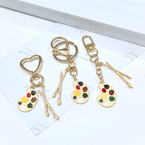 Llavero Creativo de Aleación Paleta y Pincel Artístico Esmaltado Regalo para Profesores y Estudiantes de Arte Joyería Bolso
