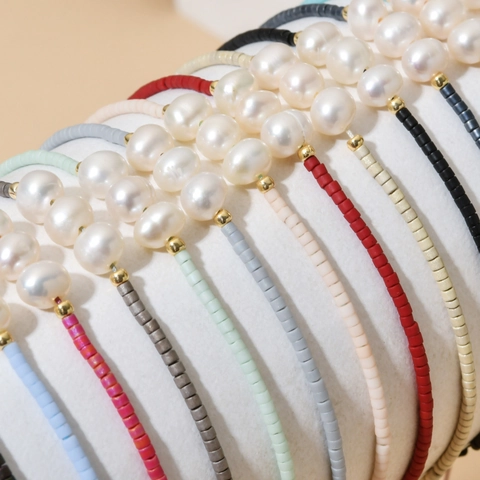 Handmade Freshwater Pearl Beaded Bracelet For Women Bohemian Adjustable Japanese Seed Beads Braid Cord Jewelry Gift