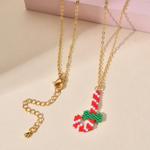 Boho Handgefertigte Bunte Perlen Anhänger Halskette Für Damen Vergoldete Kupferkette Herz Ananas Stern Weihnachten Zuckerstange Schmuck