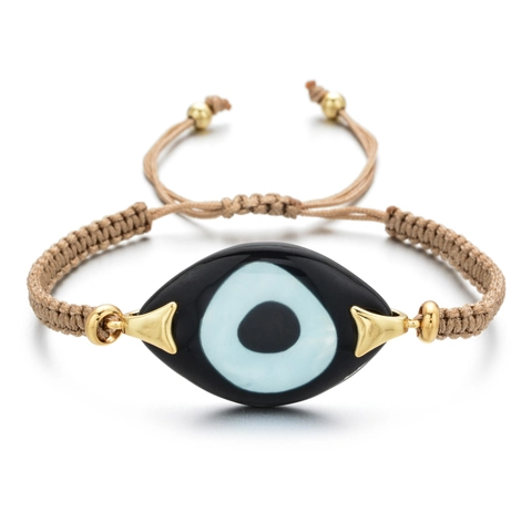 Bohemian Evil Eye Hand Woven Bracelet Adjustable Lucky Protection Jewelry Alloy Resin Greek Nazar Charm Cord Bracelet For Women Men