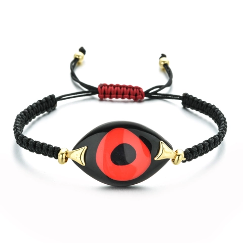 Bohemian Evil Eye Hand Woven Bracelet Adjustable Lucky Protection Jewelry Alloy Resin Greek Nazar Charm Cord Bracelet For Women Men