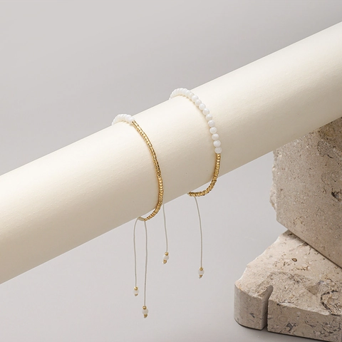 Pulsera de Cuentas Hecha a Mano Bohemia Para Mujer Minimalista Apilable Ajustable Cristal Aleación Joyería Pulsera