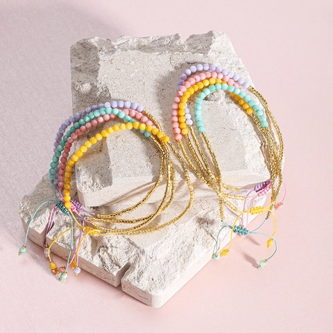 Pulsera de Cuentas Hecha a Mano Bohemia Para Mujer Minimalista Apilable Ajustable Cristal Aleación Joyería Pulsera