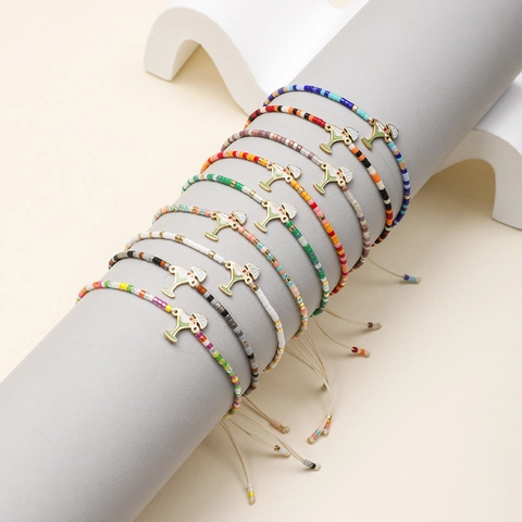 Pulsera Bohemia de Cuentas Miyuki Tejida con Colgante de Aleación de Copa de Cóctel Esmaltada Joyería Ajustable para Mujer