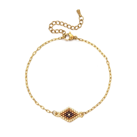 Boheems Roestvrij Staal Gouden Ketting Armband Handgemaakt Miyuki Zaadkraal Hart Boze Oog Vis Bedelarmband Sieraden Voor Dames