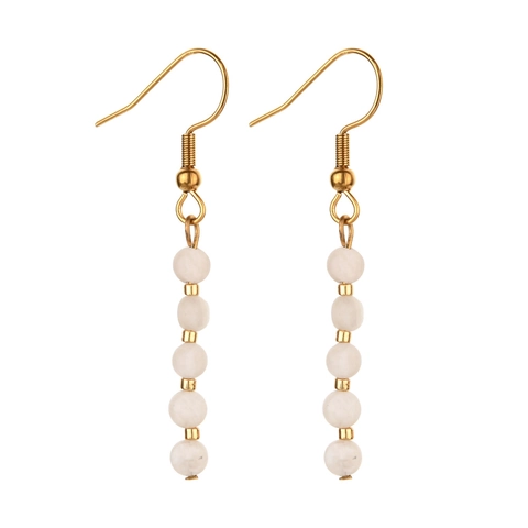 Bohemian Natural Stone Beads Drop Earrings For Women Minimalist Stainless Steel Gold Plated Vintage Beaded Dangle Earrings