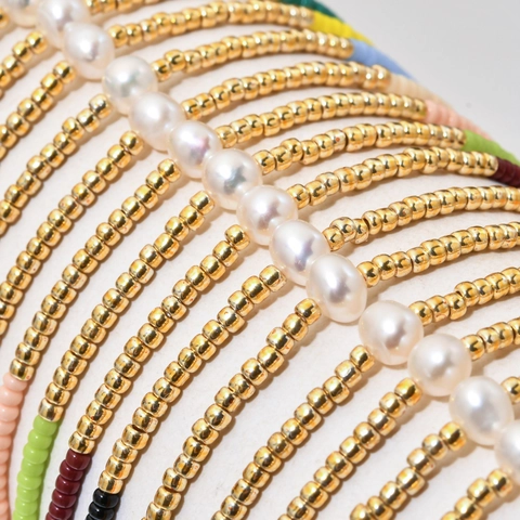Bohemian Handmade Seed Bead Bracelet Freshwater Pearl Single Bead Gold Plated Alloy Minimalist Jewelry For Women Gift
