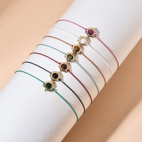 Boho Geflochtenes Seilarmband Mit Davidsstern Hexagramm Anhänger Verstellbar Wunschkarte Schmuck Geschenk Für Damen Freunde