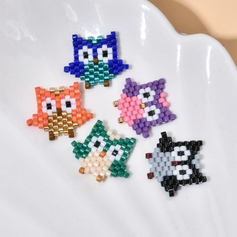 Perline in Vetro Miyuki Intrecciate a Mano con Motivo a Gufo Cartone Animato per Creazione di Collane e Braccialetti Fai da Te Accessori per Gioielli Animali Carini