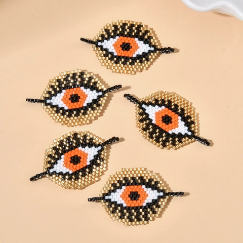 Bohemian MIYUKI Glass Beads Evil Eye Connector Charm For DIY Jewelry Making Hand-woven Heart Shape Turkish Eye Accessory