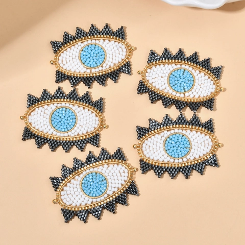 Bohemian Handmade Glass Seed Beads Evil Eye Pendant For DIY Bracelet Necklace Jewelry Making Ethnic Beaded Accessory