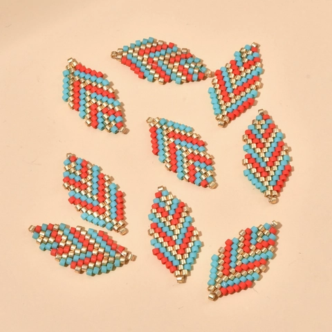 Bohemian Hand Woven Glass Seed Bead Feather Leaf Arrow Charms For DIY Jewelry Making Necklace Earring Finding Accessories
