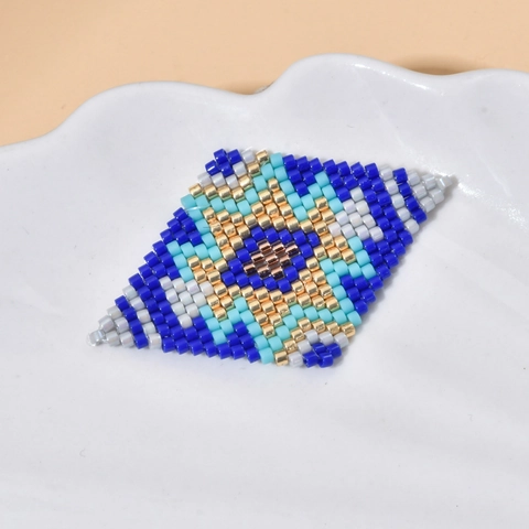 Handmade Glass Seed Beaded Evil Eye Charms Geometric Rhombus Waterdrop Pendants For DIY Jewelry Making Bracelets Necklaces