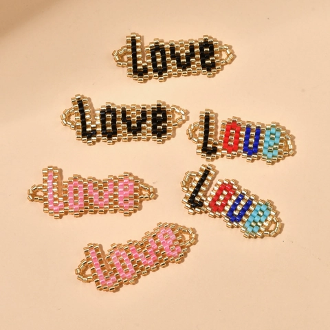 Handmade MIYUKI Glass Seed Beads LOVE Alphabet Charms For DIY Bracelet Necklace Jewelry Making Parts Ethnic Style