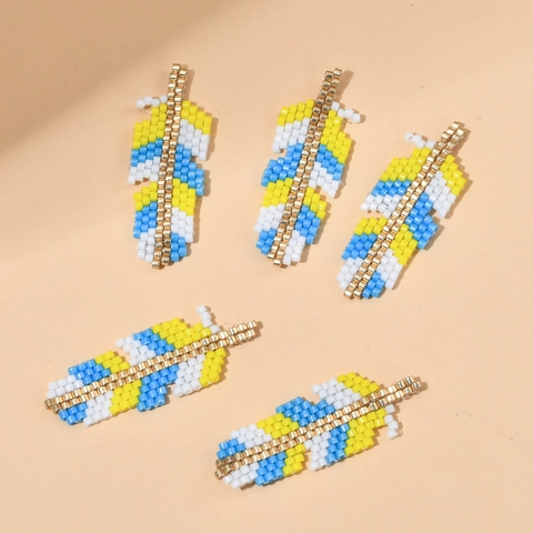 Bohemian Hand Woven Glass Seed Bead Feather Leaf Arrow Charms For DIY Jewelry Making Necklace Earring Finding Accessories