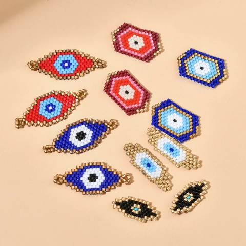 Handmade Miyuki Glass Seed Beads Evil Eye Charm Connector For DIY Bracelet Necklace Making Ethnic Boho Jewelry Accessories