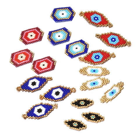 Handmade Miyuki Glass Seed Beads Evil Eye Charm Connector For DIY Bracelet Necklace Making Ethnic Boho Jewelry Accessories