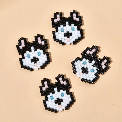 Perline di Vetro Tessute a Mano Stile Animale Cartone Animato Gatto Coniglio Mucca Husky Accessori per Gioielli Fai da Te Miyuki