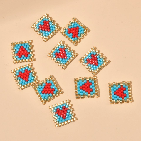 Ciondoli in Perline di Vetro Miyuki Fatti a Mano Cuore Rosso Malocchio Accessori per Creazione Gioielli Fai Da Te Bracciale